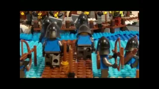 lego medieval castle army battle black Falcon vs Vikings stop motion animation viking village siege.