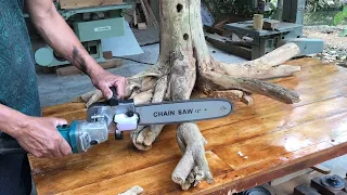 Simple Rustic Wood Recycling Project // Turns A Dry Stump Into A Beautiful And Sturdy Table  - DIY!