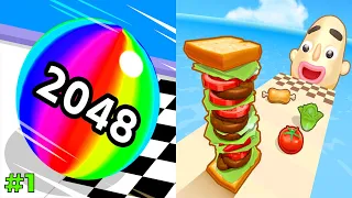 Ball Run 2048 Sandwich Runner - All Level Gameplay Android iOS Ep 1