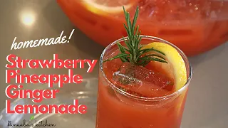 Refreshing Strawberry Pineapple Ginger Lemonade drink  with hint of  rosemary