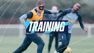 TOTTENHAM HOTSPUR TRAINING IN THE RAIN AHEAD OF EVERTON