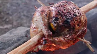 Rotisserie Chicken,  Bushcraft Style