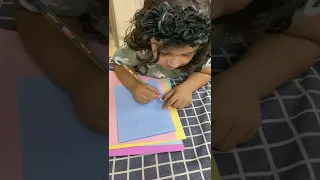 Rasbhari making greeting for Papa on Birthday