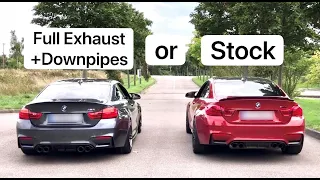 BMW F82 M4 Competition Stock VS Full Exhaust + Downpipes Sound