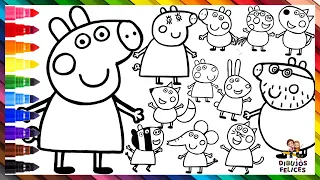 Dibuja y Colorea A Peppa Pig, Su Familia Y Amigos 🐷🐱🐑🐰🐶🐴🦓🦊🐘 Dibujos Para Niños