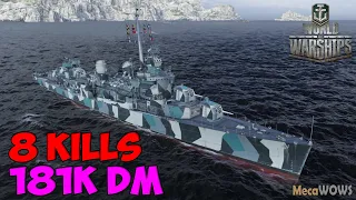 World of WarShips | Fletcher | 8 KILLS | 181K Damage - Replay Gameplay 4K 60 fps