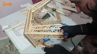 صنع برج ايفل من اعواد خشبية Making the Eiffel Tower from wood sticks