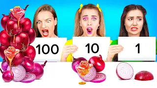 100 COUCHES DE NOURRITURE || Aliments Géants VS Petits ! Astuces Gourmandes ! Par 123 GO! GOLD