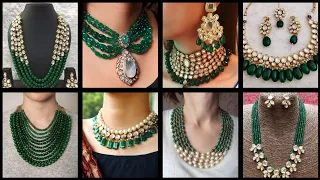 "Evoke Elegance:Emerald Beaded Green Gorgeous Necklace Designs"#beadsjewellery #emrald#trendy#viral