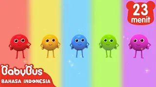 Permen Pelangi Pergi Berenang Bersama | Belajar Warna | Lagu Anak Makanan | BabyBus Bahasa Indonesia