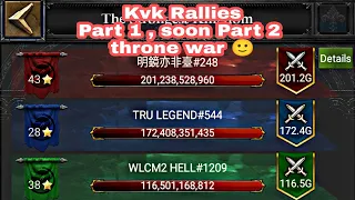 clash of kings-  Rally , Defending Rallies & solo hits 😬 . kvk 544 against 248 🥶 & 1209 epic War 💥