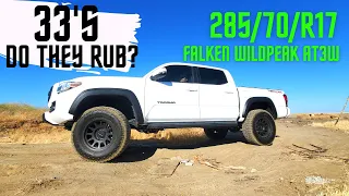 Do 33" Tires Rub? | 285/70R17 Falken Wildpeak AT3W | Toyota Tacoma | Bilstein 6112 & 5160