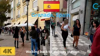 Walking Tourl Granada, Spain 4K || Virtual Tour Walking Back To Metro Station Granada Spain