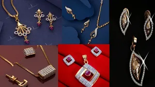 latest 22kt simple gold pendant set designs || light weight gold pendant set designs