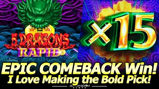 EPIC COMEBACK Win in 5 Dragons Rapid Slot Machine at Red Rock Casino in Las Vegas!