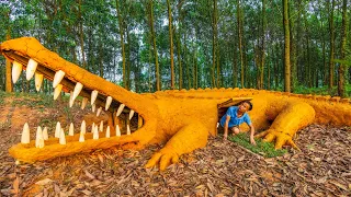 Unbelievable! Build A Large Crocodile Underground House With A Slide Into The Swimming Pool