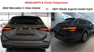 2021 SKODA Superb Combi VS 2022 Mercedes C Class Estate - Headlights & trunk comparison