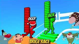 Oggy Becomes No.1 Champion in Bridge Race Game | With Jack & Shinchan | Oggy  Game