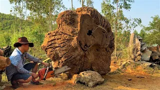 Woodworking Factory, Cutting Sawmill Machines // The Process Turning Giant Tree Stump Into Big Table