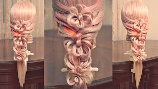 Коса на резинках "Цветы" | Авторские причёски | Лена Роговая | Hairstyles by REM | Copyright ©