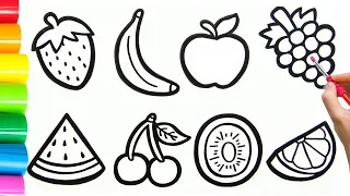 How to Draw Pictures of Fruits For Kids,  Toddlers, Drawing painting And Colouring
