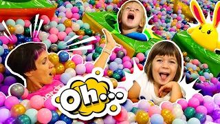 Mommy for Lucky! Kids find toys. Indoor playground & toy slide. Kid friendly videos for kids.