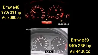 Bmw e46 330i vs Bmw e39 540i acceleration test