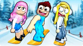 🥶МЫ УСТРОИЛИ ГОНКУ НА СНОУБОРДАХ В РОБЛОКС! ШЕДИ ЛЕСКА И НУБИК ROBLOX Snowboard Obby