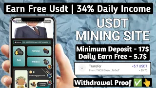 New Usdt Earning Site  Usd Mining Site 2024 Best Investment  Usdt Earning Website 737