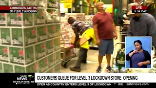 COVID-19 Lockdown | Customers queue for level 3 lockdown liquor store opening