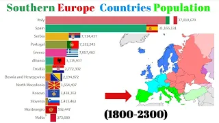 Southern Europe  Countries Population (1800-2300) South Europe Population Ranking