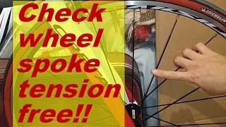 how to wheel spoke tension check using a phone app!! free!! venzo road bike, mavic, parktool, truing