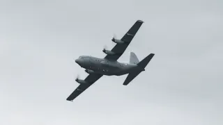 Lockheed C130 Hercules G-781 turns over Heerde (NL)
