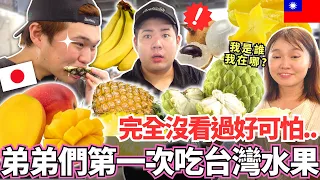 日本弟弟們第一次吃台灣的水果！🔥這些是什麼啊？在日本完全沒看過！台灣老闆這樣可以嗎？｜釋迦，木瓜，龍眼，火龍果，楊桃｜【Mana弟弟系列】｜【我是Mana】