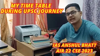 Anshul Bhatt AIR 22 UPSC Topper Shares his Study Time Table🔥🔥UPSC Daily Schedule🔥🔥#upsc #upscprelims