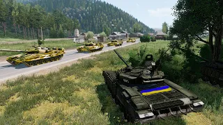 Today, 2 Ukrainian T-72 tanks destroyed a Russian armored column from an ambush - Arma 3 MilSim