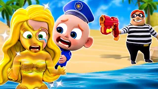 Baby Police Save Gold Mermaid 👮✨🧜‍♀️ | Baby Police Song | New✨ More Nursery Rhymes & Baby Songs