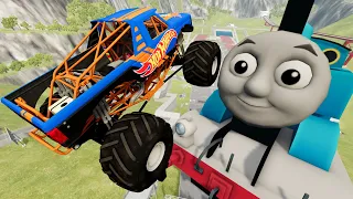 Monster Truck Crashes And High Speed Jumps Into GIANT Thomas The Tank Engine | BeamNG Drive