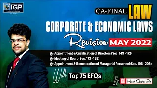 CA FINAL | COPORATE & ECONOMIC LAWS | REVISION MAY 2022 | WITH TOP 75 EFQs | CA HARSH GUPTA