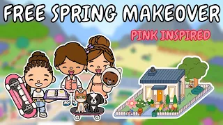 Free Spring and Pink Inspired Makeover 💖🌸 Toca Boca Free House Ideas 😍 TOCA GIRLZ