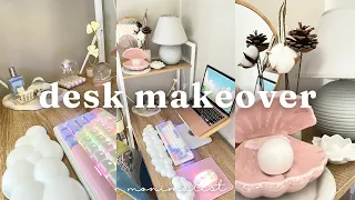 DESK SET-UP ~ soft minimalist aesthetic, neutrals and pastels | affordable desk makeover