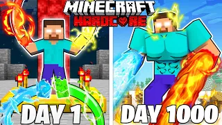 I Survived 1000 Days as ELEMENTAL HEROBRINE in HARDCORE Minecraft! (Full Story)