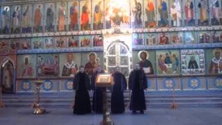 Choir sings at Alexander-Svirsky Monastery in Russia