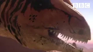 A deadly Allosaurus ambushes its prey | Planet Dinosaur - BBC