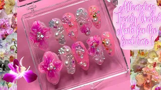 DOING TRENDY ORCHID NAILS FOR THE FIRST TIME ! 🦋🌸| PRESS ON NAILS TUTORIAL