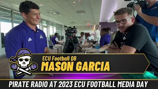 ECU Football QB Mason Garcia interviewed by Pirate Radio Intern Danny Beal at 2023 Media Day.