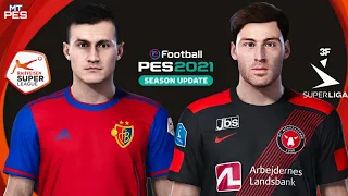 PES 2021 - FACES REAIS RAIFFEISEN SUPER LEAGUE [LIGA SUIÇA] & 3F SUPERLIGA [LIGA DINAMARQUESA]