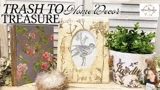 Trash to Treasure Home Decor Thrift Flips using IOD | Blending Paint | Using JRV Stencils | Upcycle