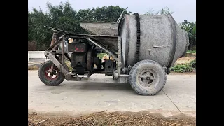 Restoration old  concrete mixer bomb and engine diesel| Restore repair antique old construction tool