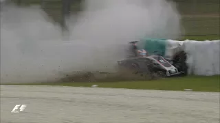 Drain Cover Pitches Grosjean into High-Speed Crash  | F1 Most Dramatic Moments 2017